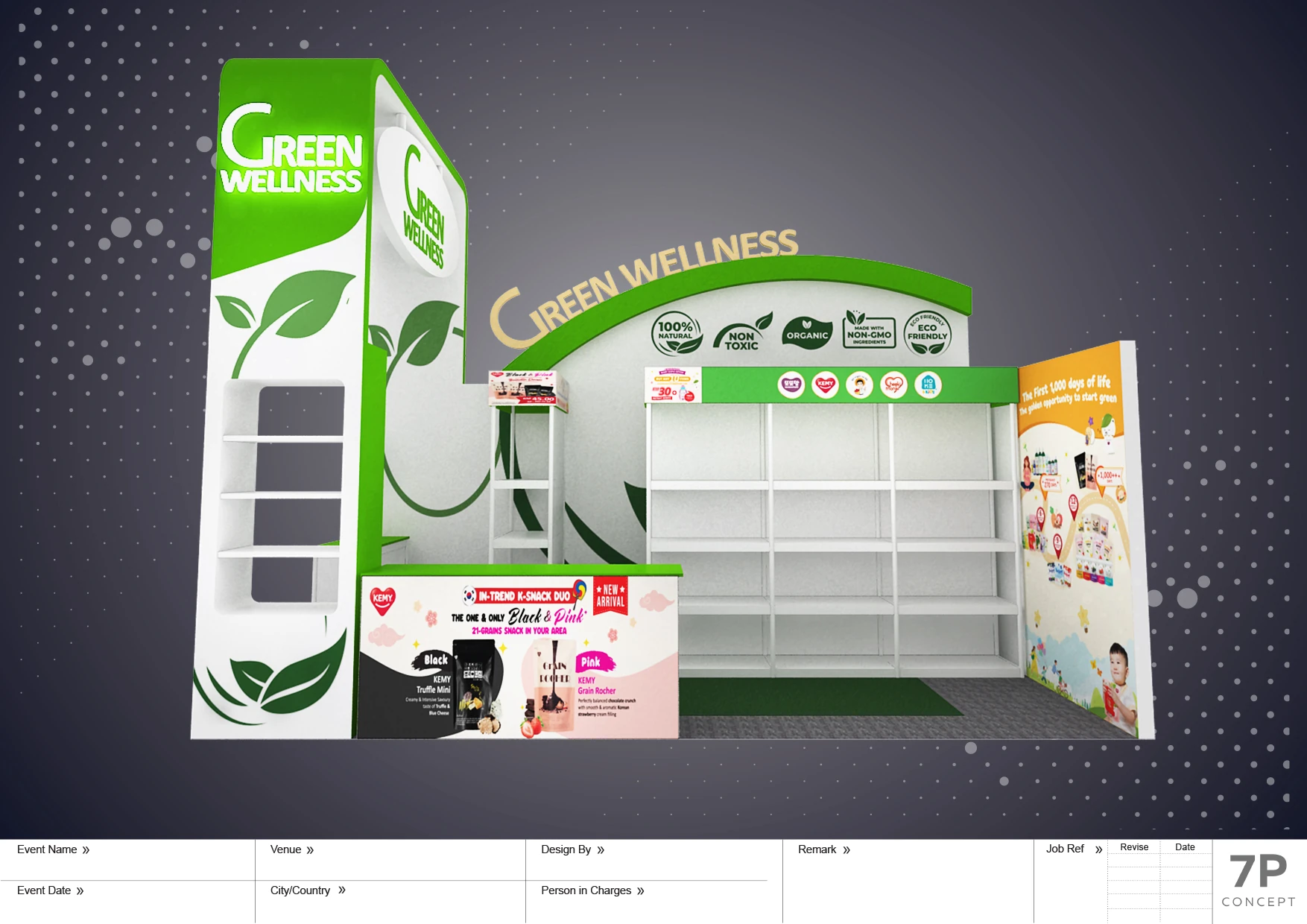 Green Wellness exhibition booth by 7P Concepts, project view 4