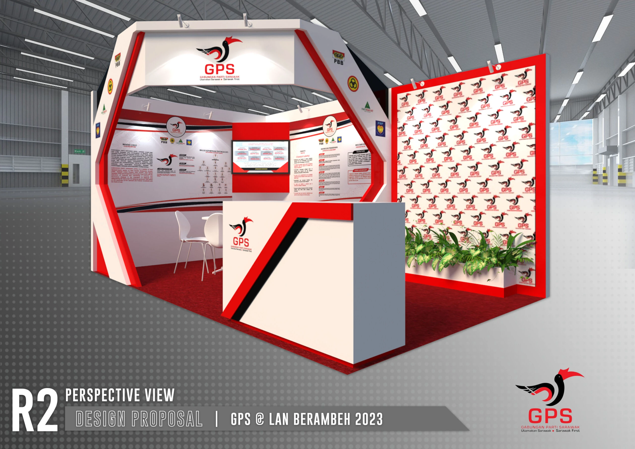 Gabungan Parti Sarawak exhibition booth, project view 2