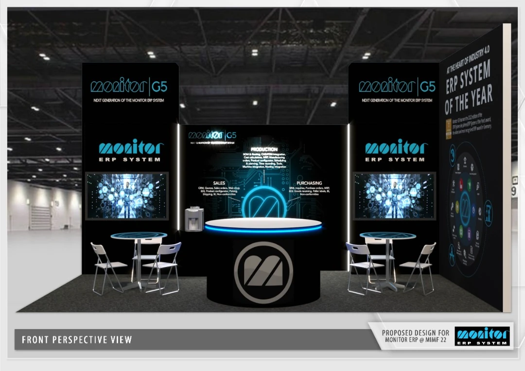 Monitor ERP booth design for MIMF 2022