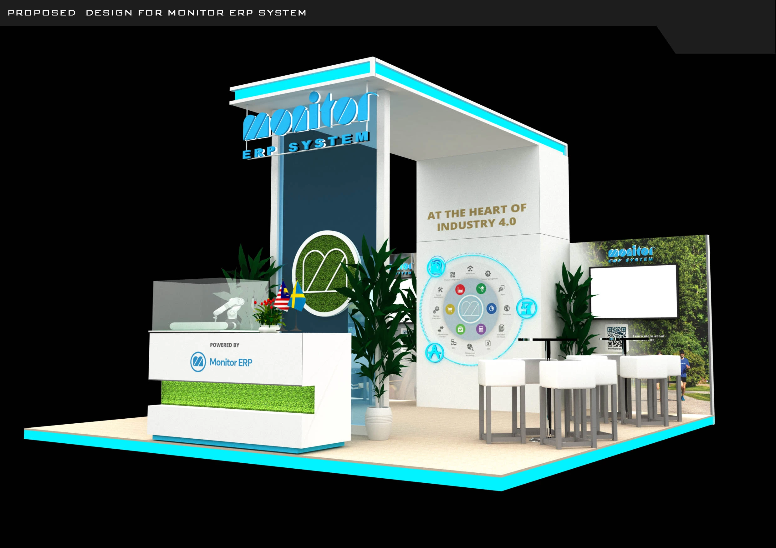 Monitor ERP System exhibition booth, project view 2