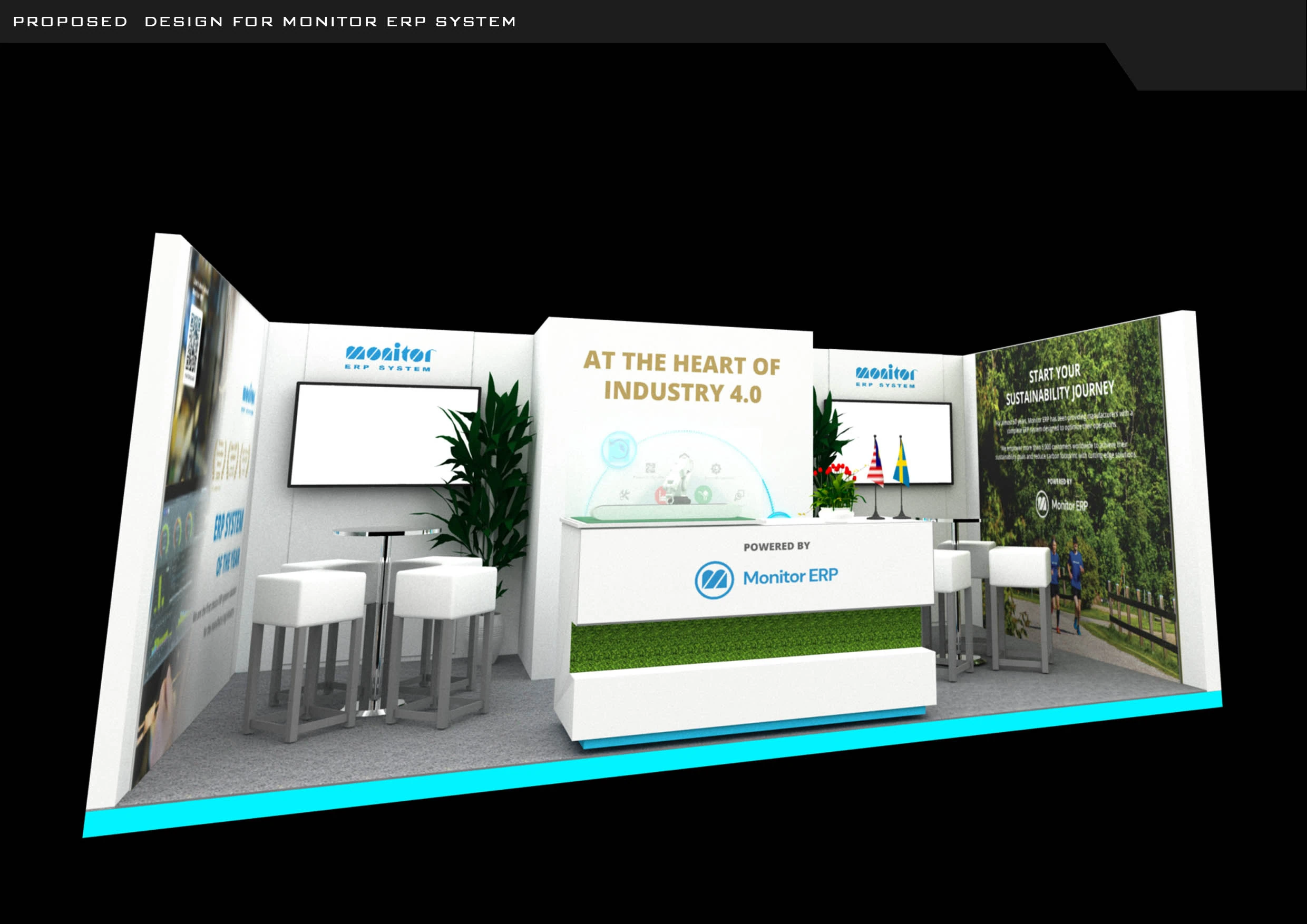 Monitor ERP System exhibition booth, project view 1